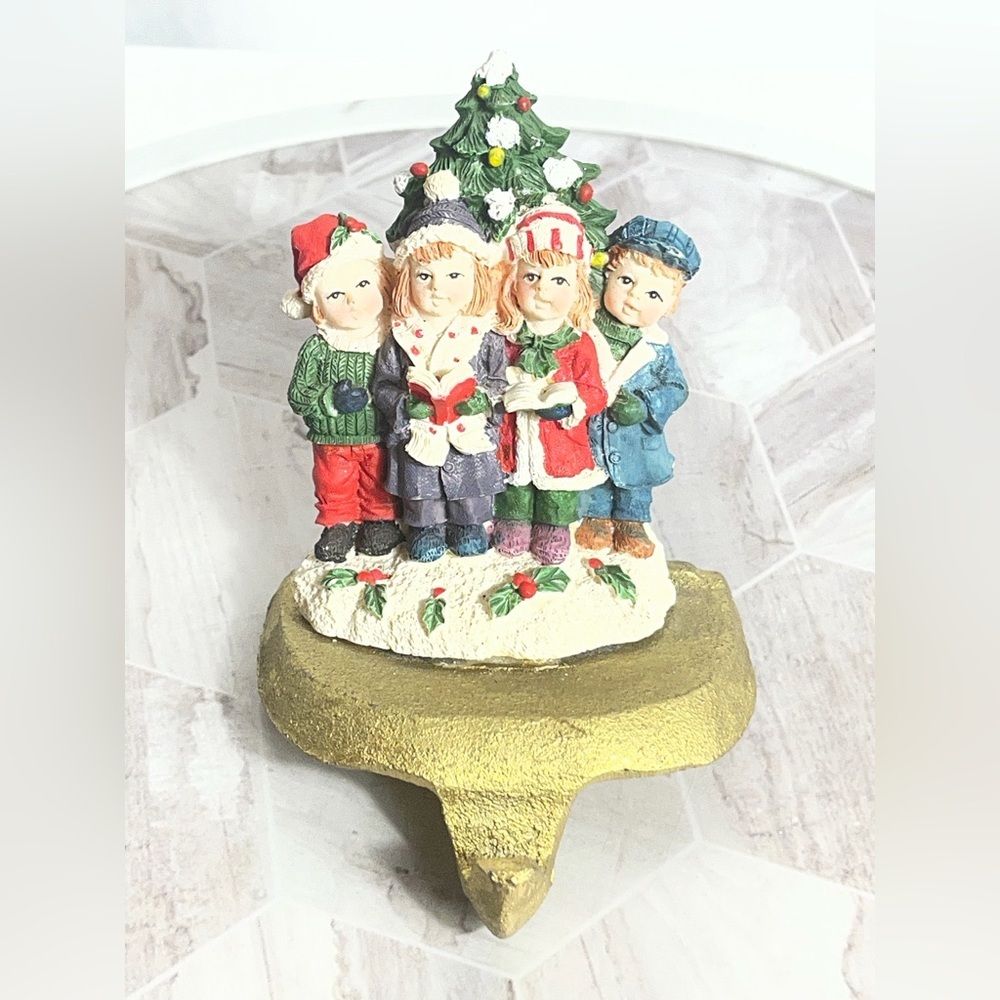 Gerson International Christmas Carolers Stocking Holder Cast Resin